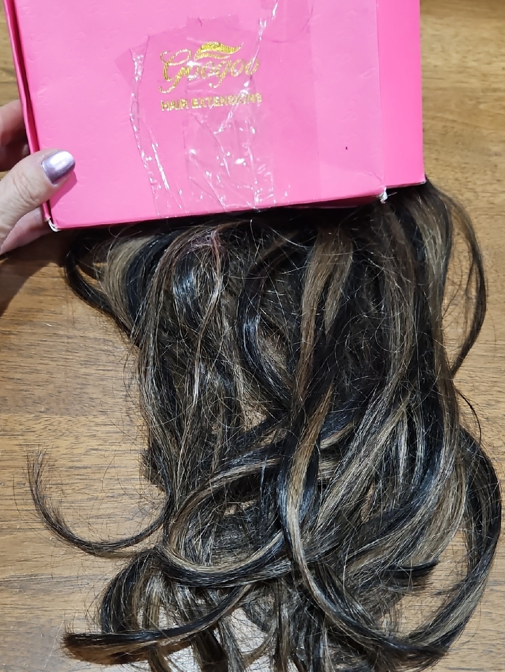 16" Highlighted Dark Brown Clip-In Hair Extensions with Subtle Blonde Lowlights